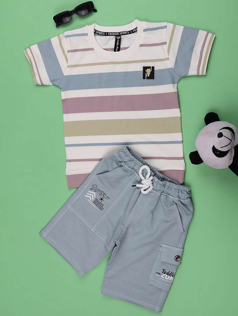 boys striped short sleeve t-shirt & shorts co-ords set