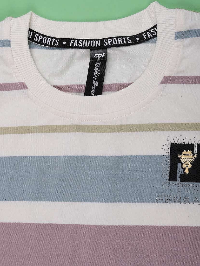 boys striped short sleeve t-shirt & shorts co-ords set - 22293929 -  Standard Image - 3