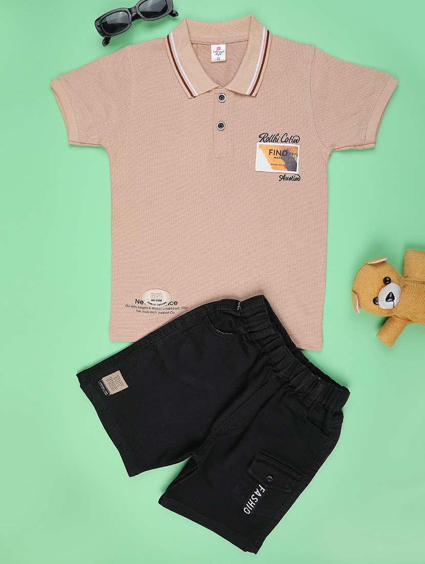 boys printed t-shirt & shorts co-ords set