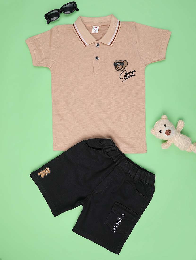 boys printed t-shirt & shorts co-ords set