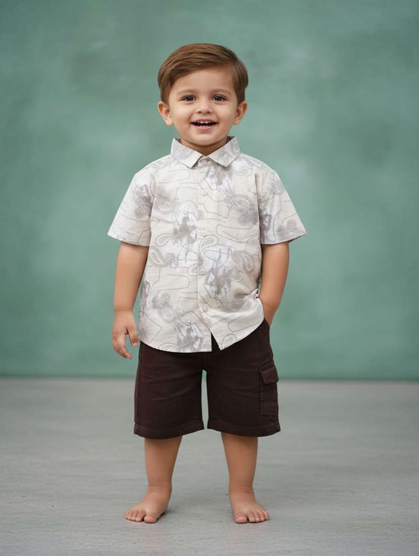 kids printed shirt and shorts set