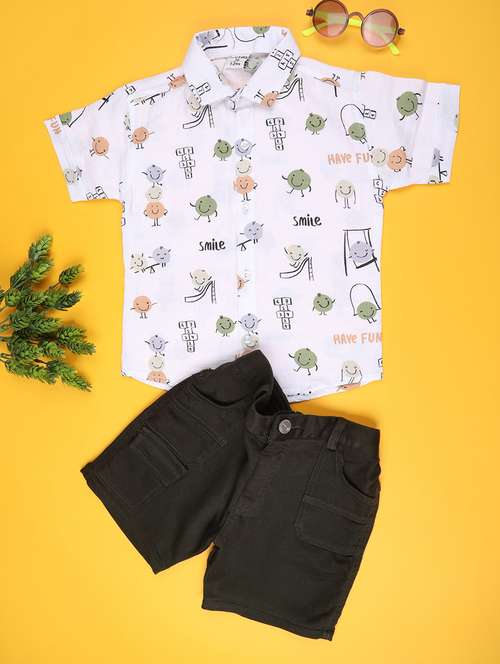 Beige Cotton Suit Sets Twin & Dungree