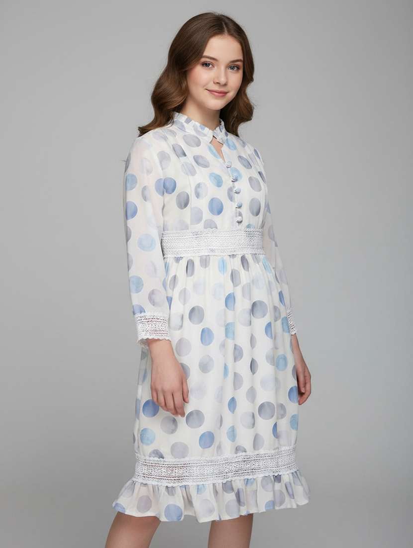 girls printed long sleeve tiered dress