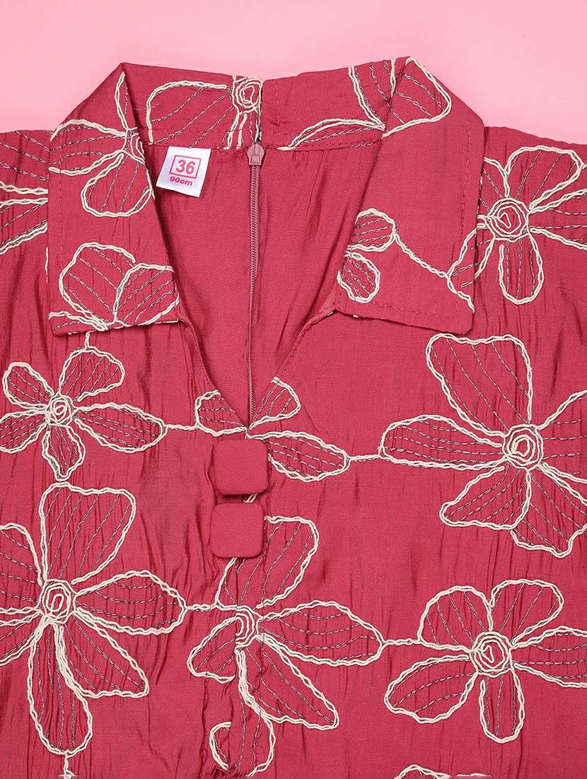 girls embroiderd short sleeve fit & flare dress - 22294053 -  Standard Image - 3