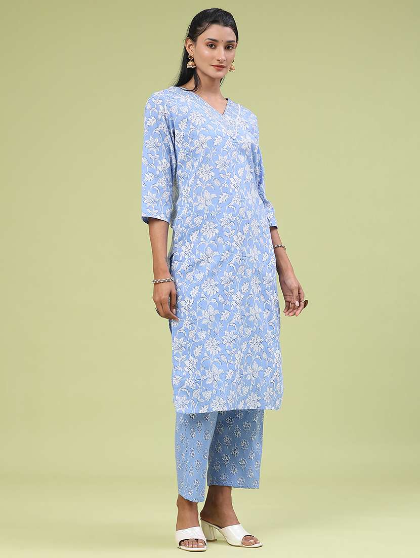 women printed three quarter sleeve kurta pant with dupatta set - 22294153 -  Standard Image - 3