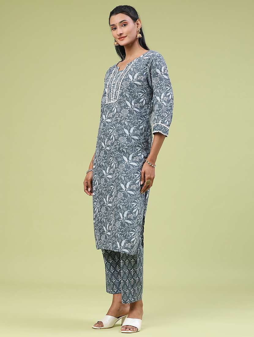 women printed three quarter sleeve kurta pant with dupatta set - 22294169 -  Standard Image - 3