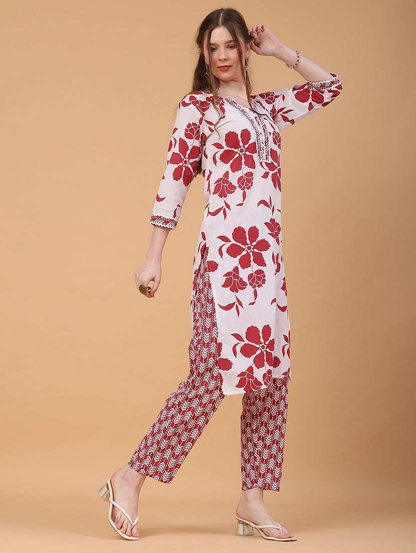 women printed three quarter sleeve kurta pant with dupatta set - 22294192 -  Standard Image - 3