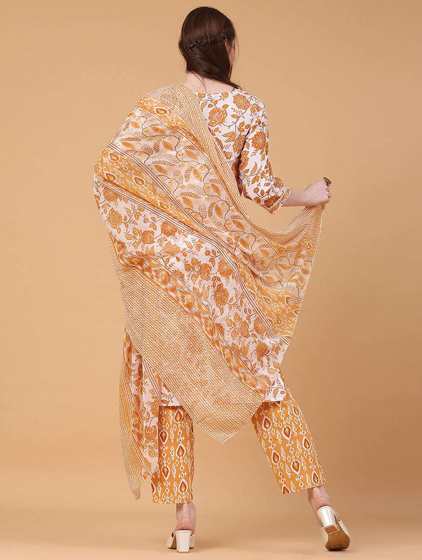 women printed three quarter sleeve kurta pant with dupatta set - 22294195 -  Standard Image - 3