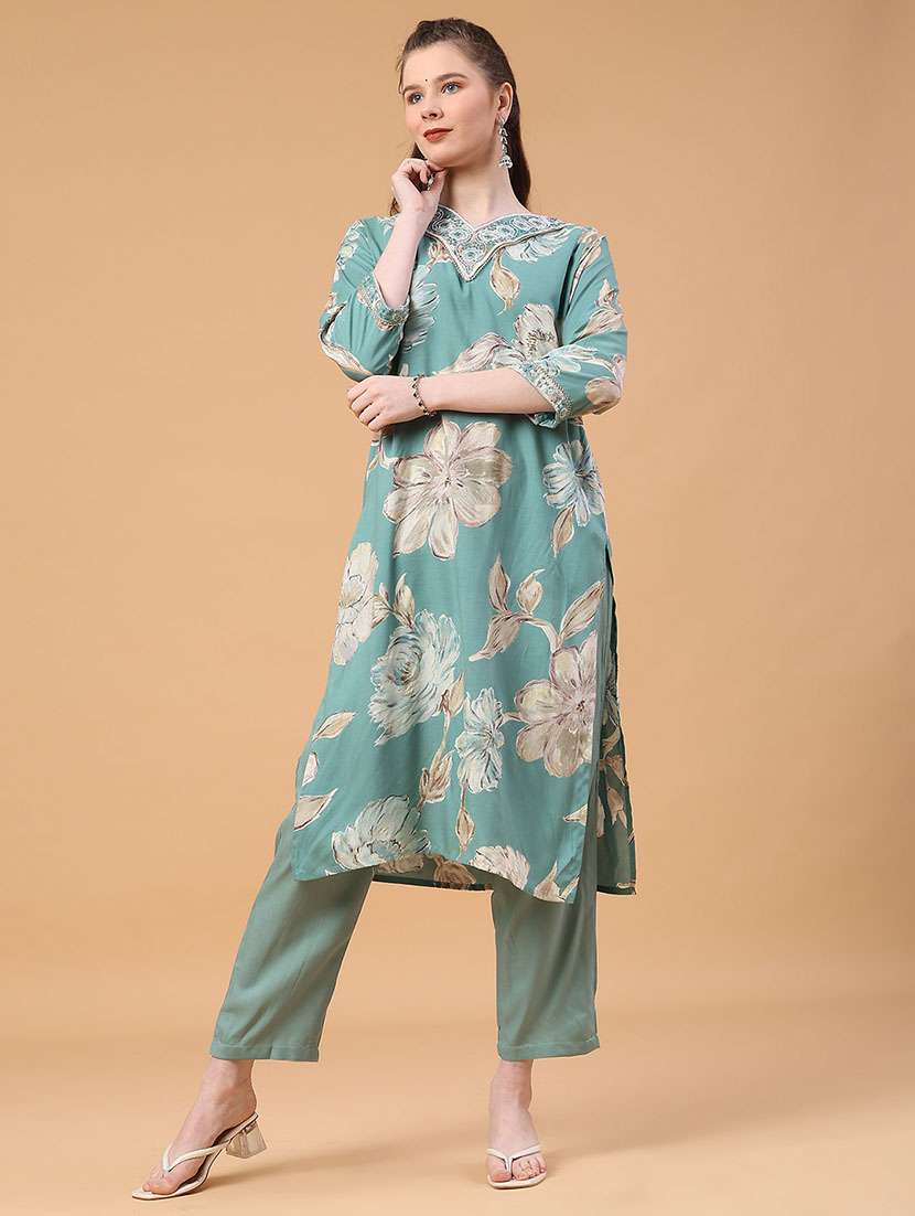women printed three quarter sleeve kurta pant with dupatta set - 22294199 -  Standard Image - 3