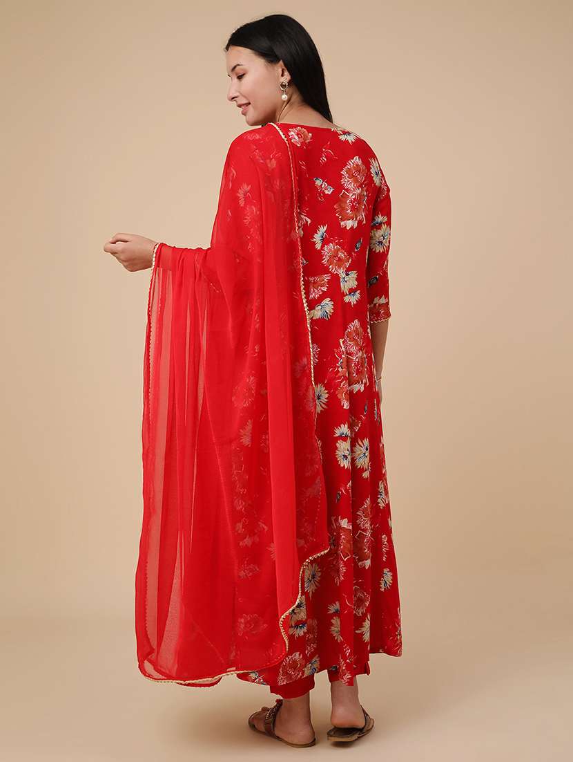 red rayon kurta dupatta  set - 22294205 -  Standard Image - 3