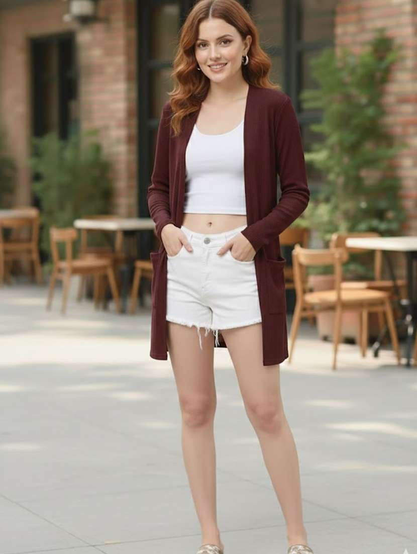 women solid full sleeve long shrug - 22294269 -  Standard Image - 3