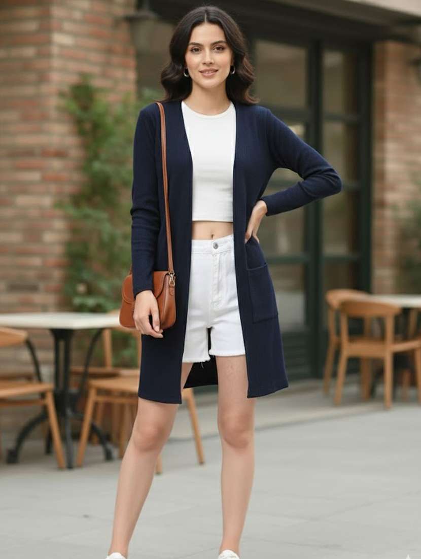 women solid full sleeve long shrug - 22294270 -  Standard Image - 3