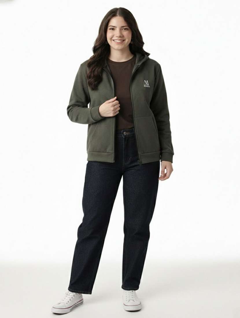 women solid long sleeve hooded sweatshirt - 22294277 -  Standard Image - 3