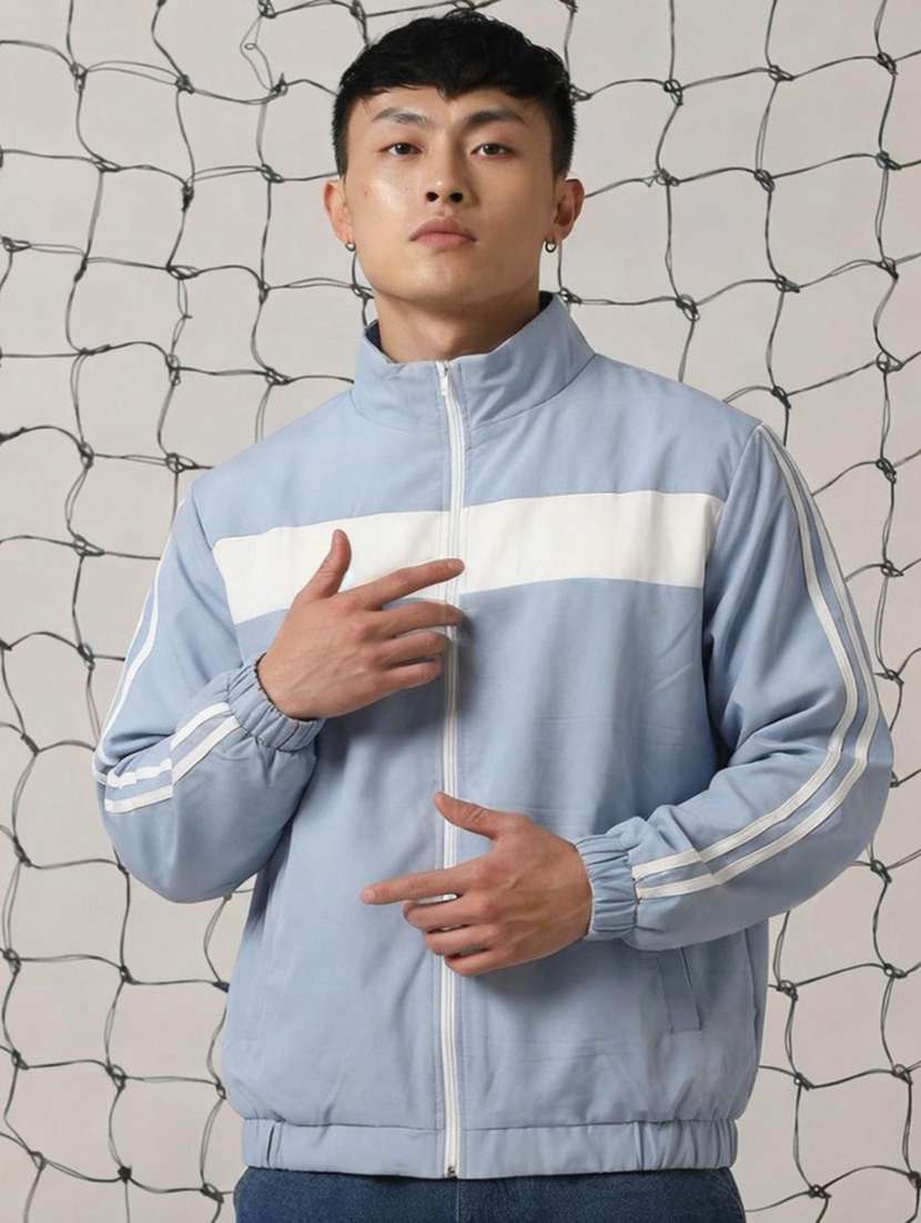 men striped long sleeve lightweight bomber jacket