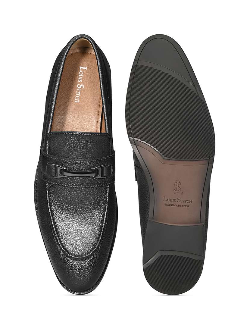 men textured slip on formal shoes - 22294678 -  Standard Image - 5