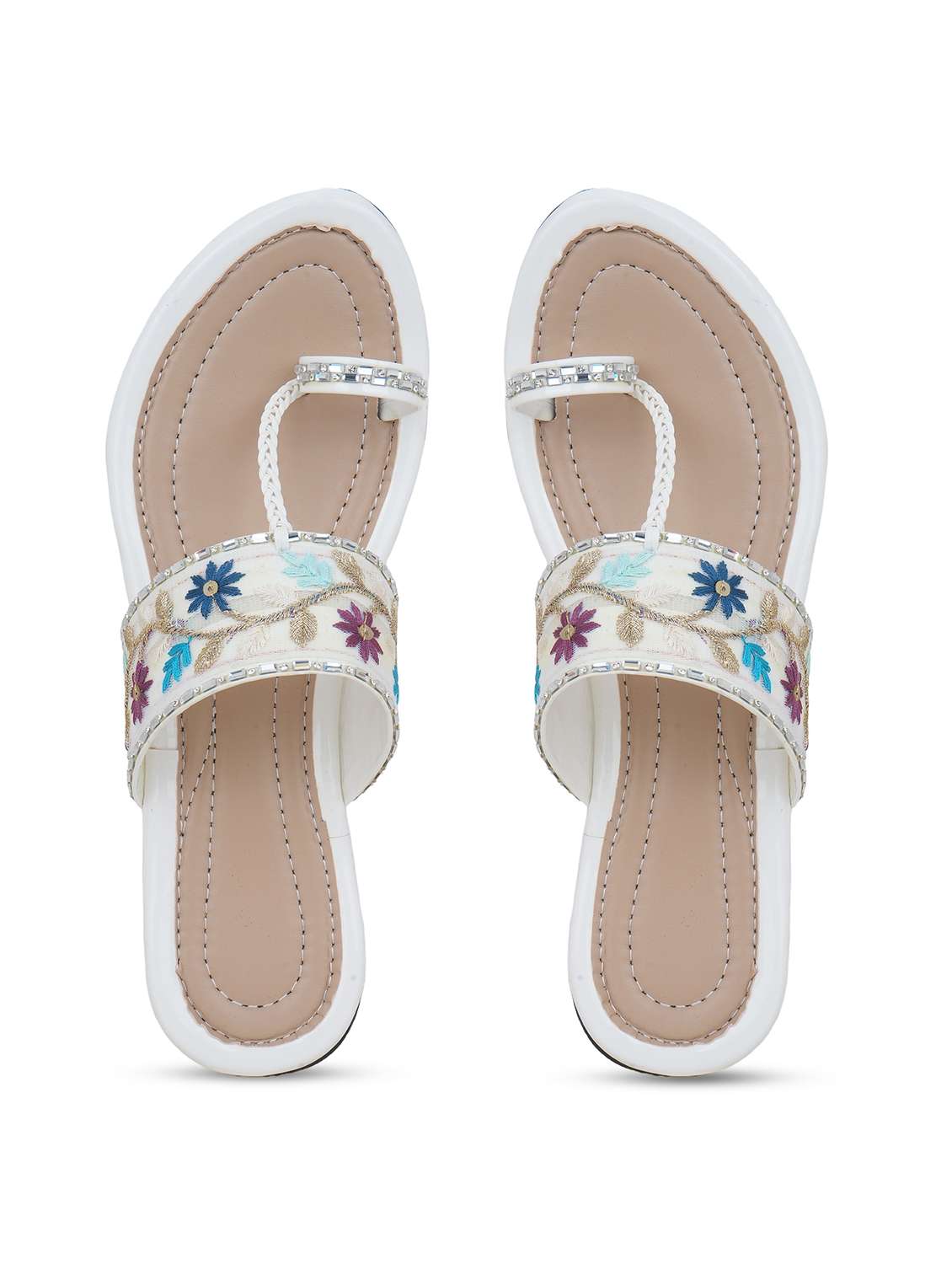women embroidered one toe flat sandal - 22294731 -  Standard Image - 3