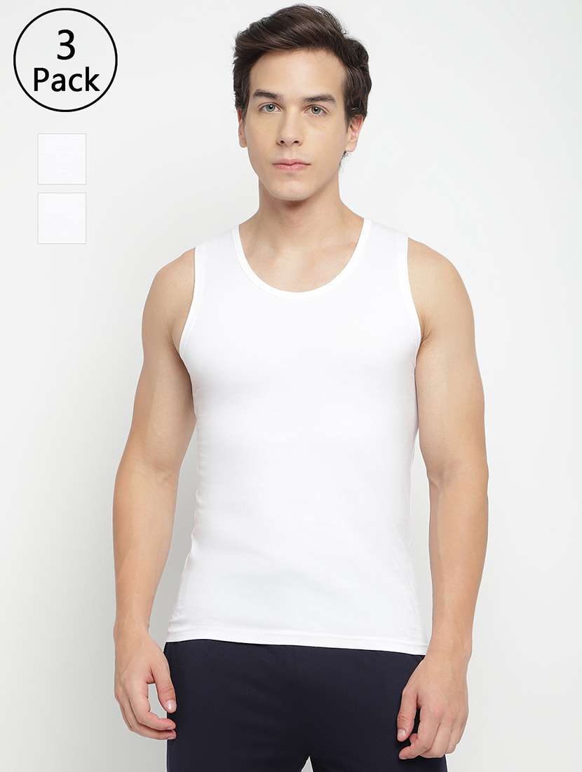 men pack of 3 solid sleeveless vest