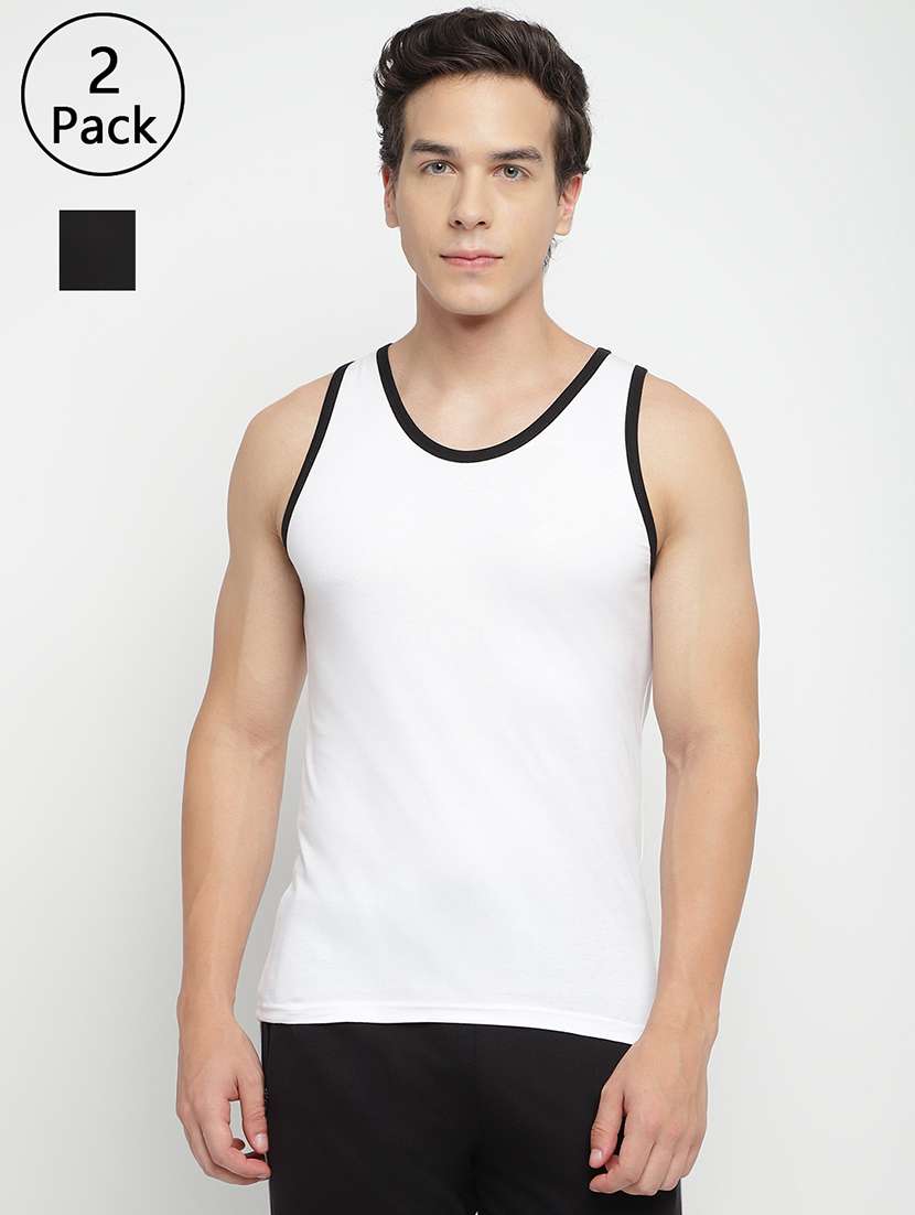 men pack of 2 solid sleeveless vest