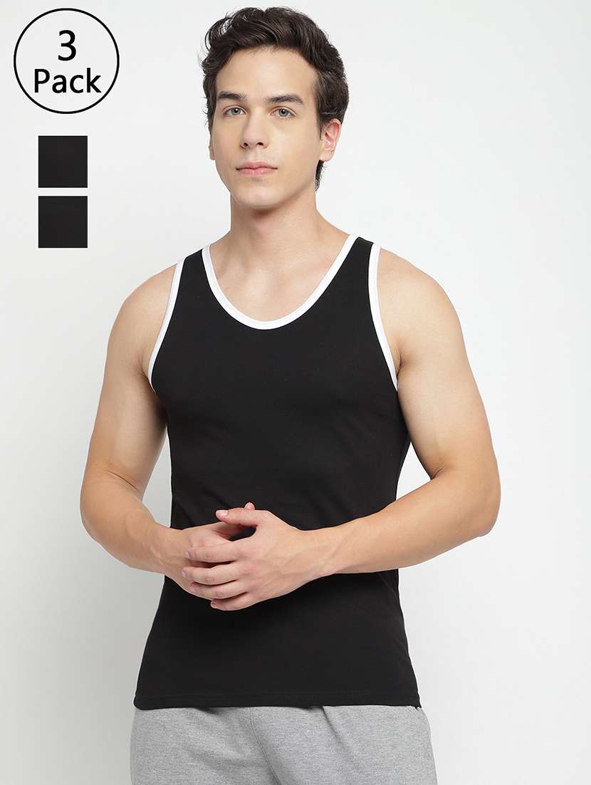 men pack of 3 solid sleeveless vest