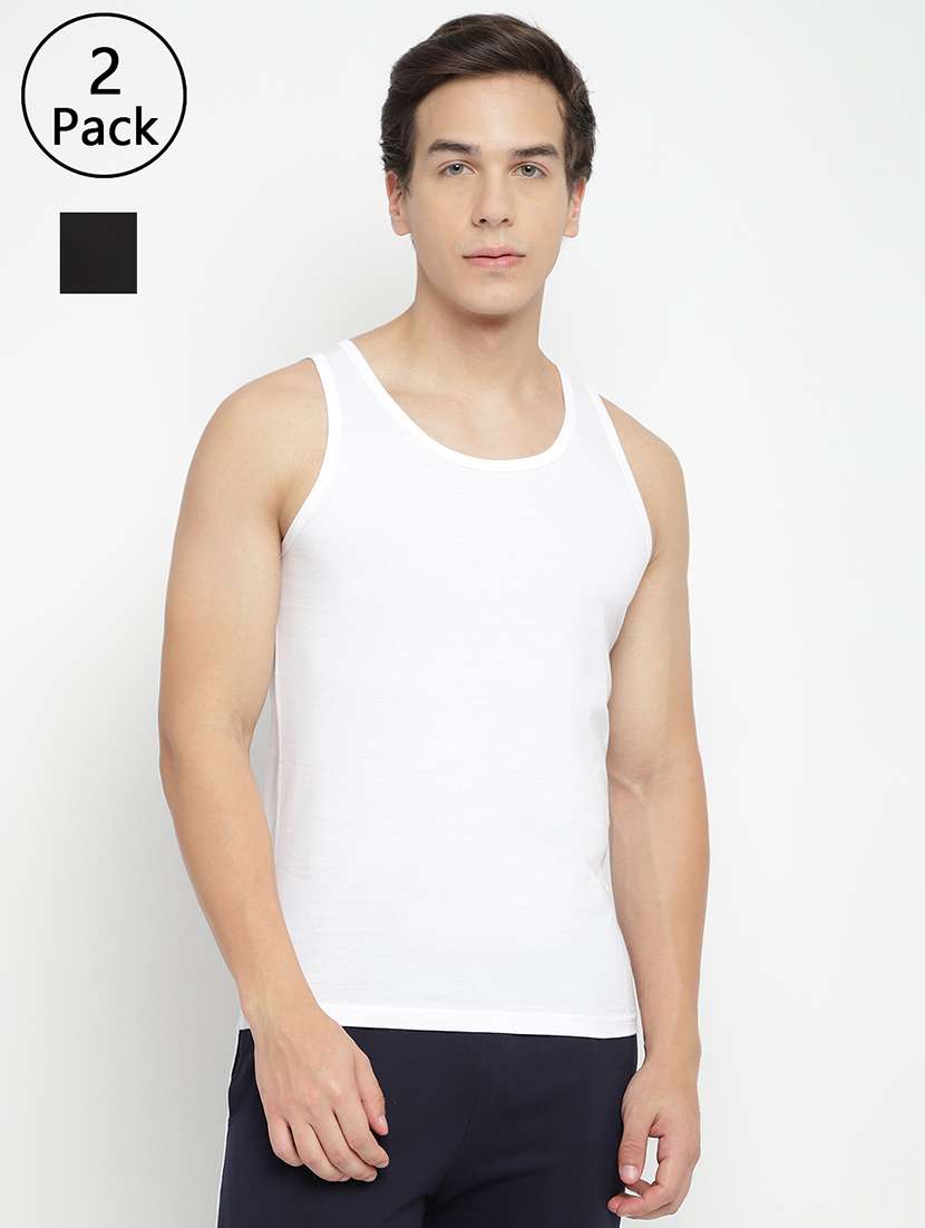 men pack of 2 solid sleeveless vest