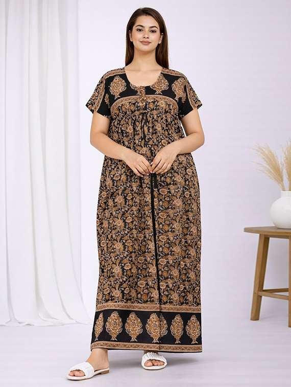 women printed short sleeve nighty