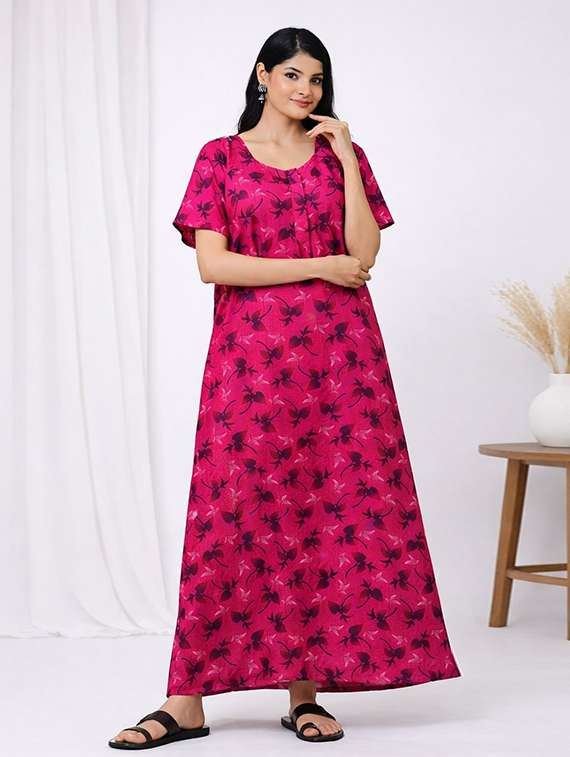 women printed short sleeve nighty