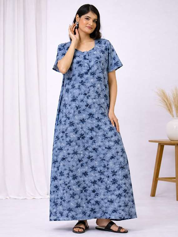 women printed short sleeve nighty