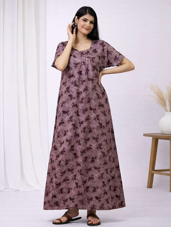 women printed short sleeve nighty