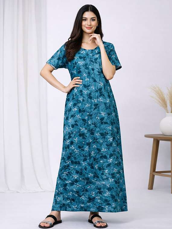 women printed short sleeve nighty