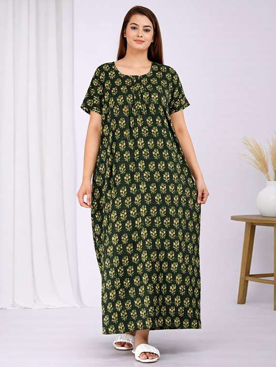 women printed short sleeve nighty