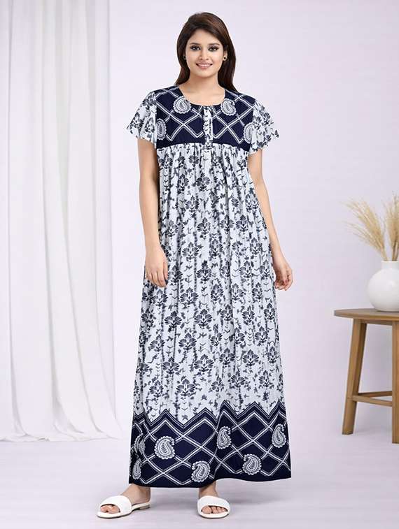 women printed short sleeve nighty