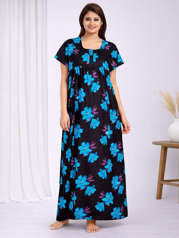 women printed short sleeve nighty