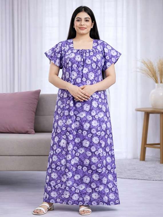 women printed short sleeve nighty
