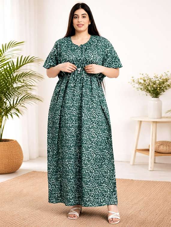 women printed short sleeve nighty