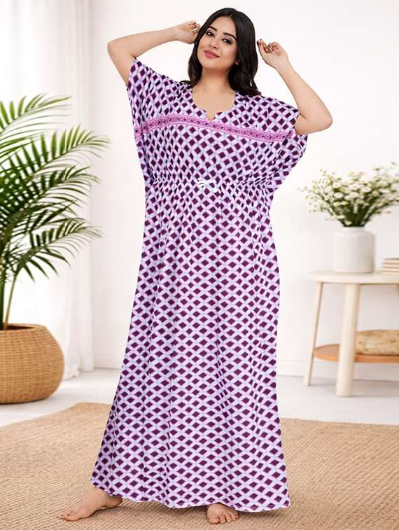 women printed short sleeve nighty