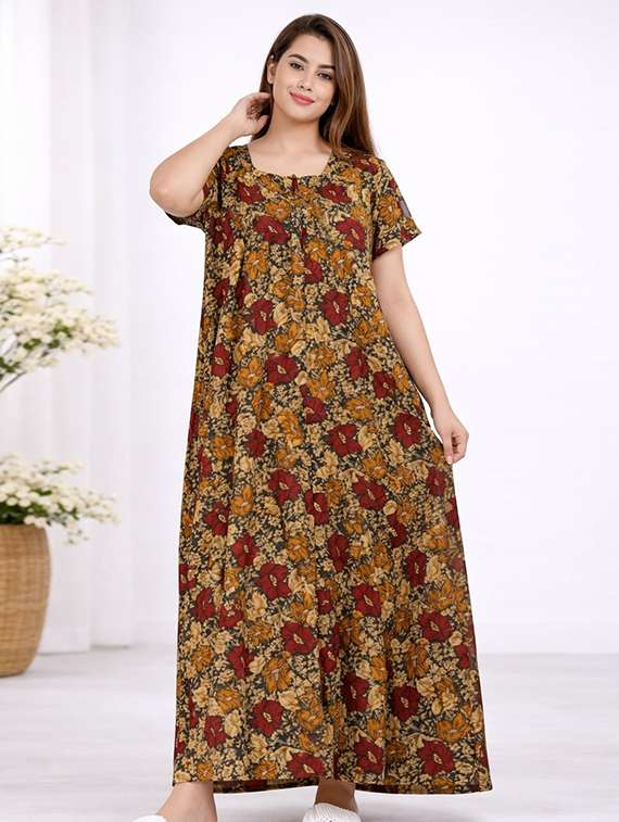 women printed short sleeve nighty