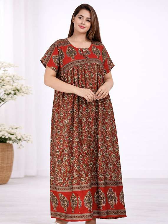 women printed short sleeve nighty