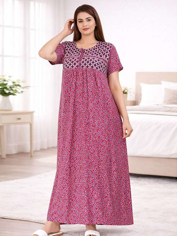 women printed short sleeve nighty
