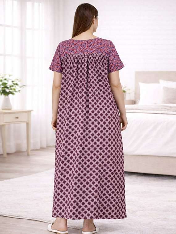 women printed short sleeve nighty - 22294962 -  Standard Image - 3