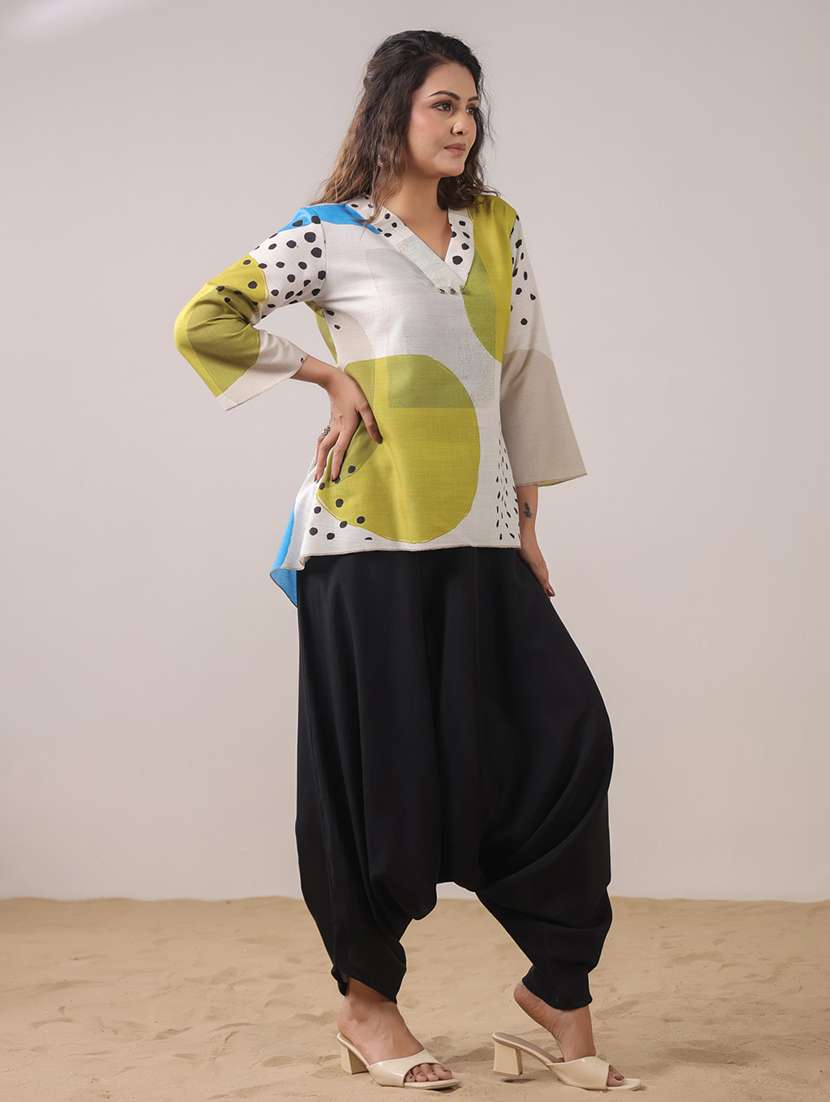 women printed three quarter sleeve ethnic co-ord set - 22294980 -  Standard Image - 3