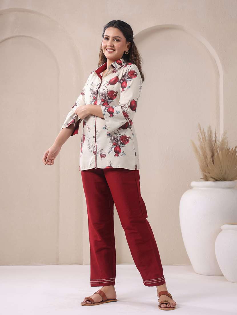 women printed three quarter sleeve ethnic co-ord set - 22294982 -  Standard Image - 3