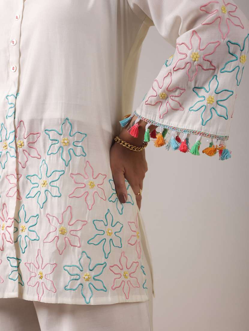 women solid with work long sleeve ethnic co-ord set - 22294983 -  Standard Image - 5