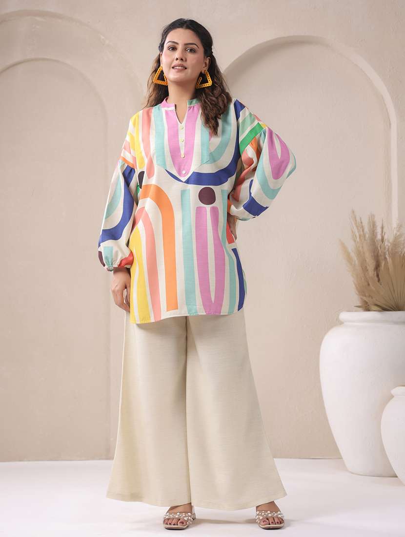 women printed long sleeve ethnic co-ord set