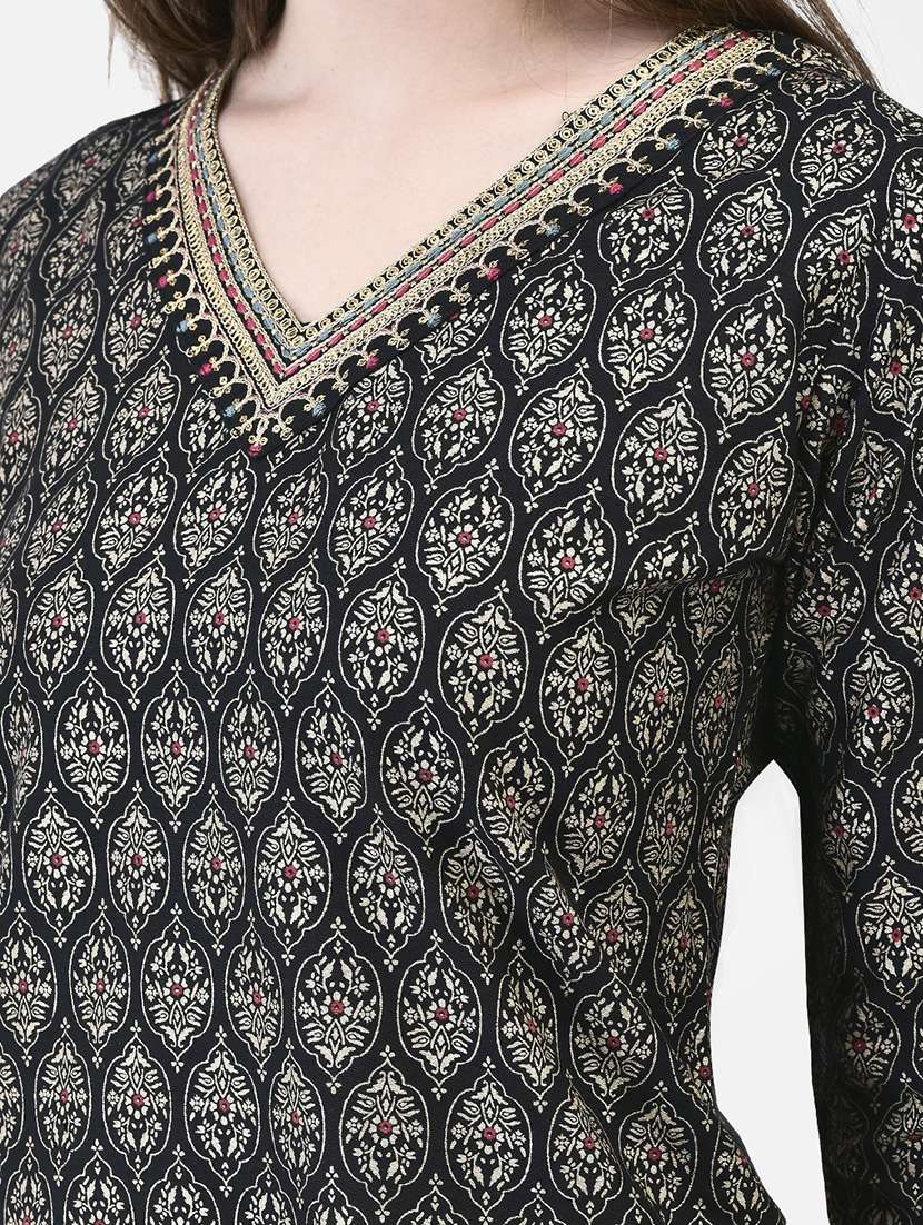 women printed three quarter sleeve kurta pant set - 22295007 -  Standard Image - 5