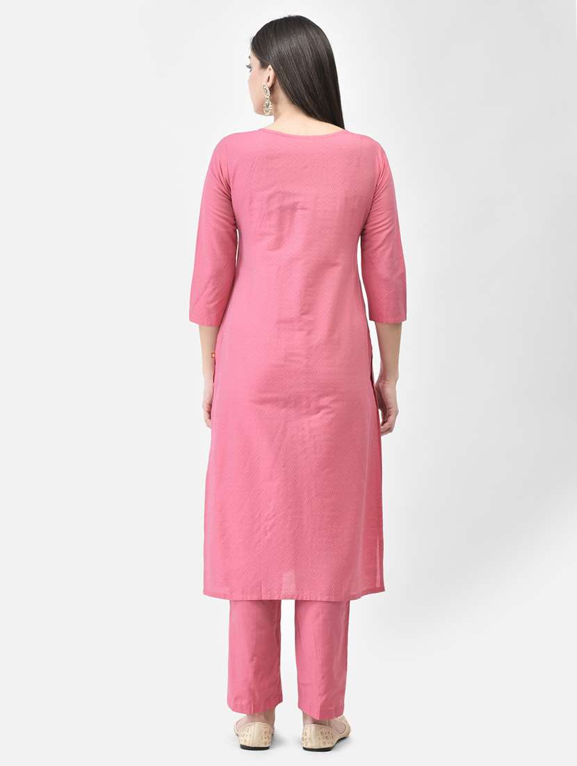 women printed three quarter sleeve kurta pant set - 22295028 -  Standard Image - 3