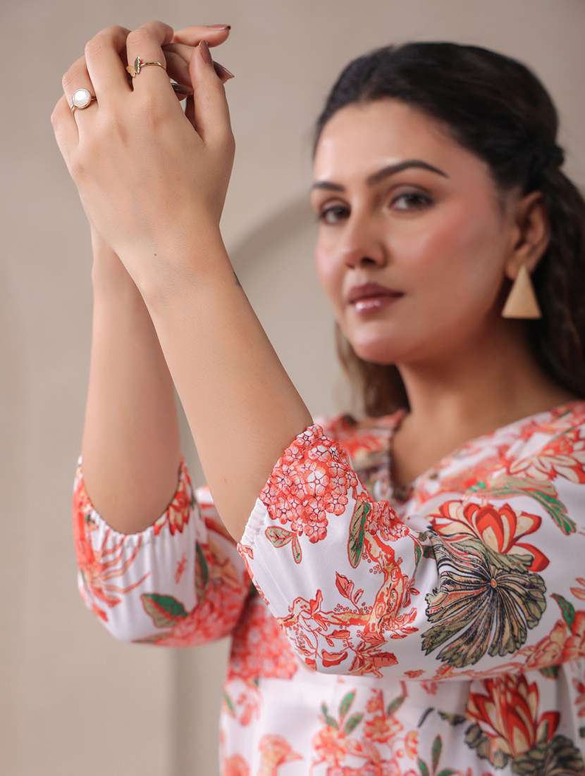 women floral three quarter sleeve a-line ethnic dress - 22295031 -  Standard Image - 5