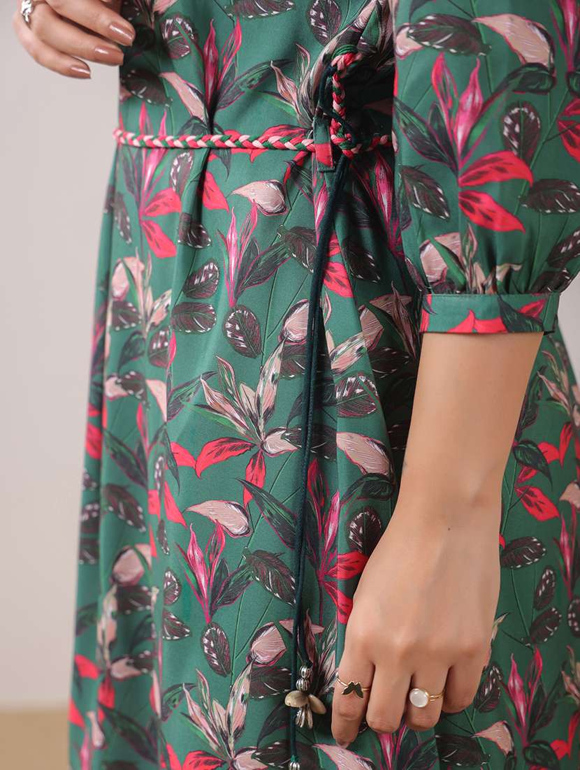 women printed three quarter sleeve a-line ethnic dress - 22295032 -  Standard Image - 5