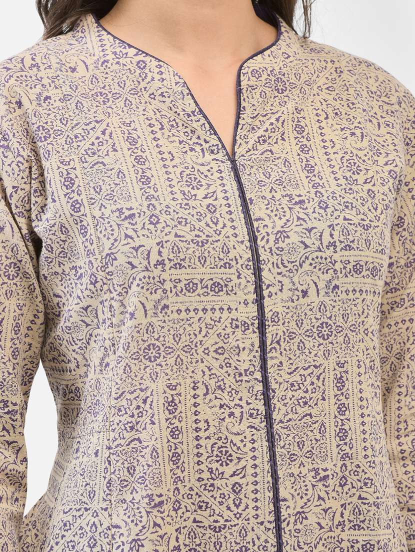women printed three quarter sleeve a-line kurta - 22295034 -  Standard Image - 5