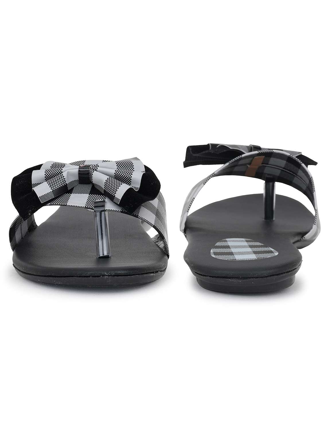women checkered slip on flat sandals - 22295048 -  Standard Image - 3