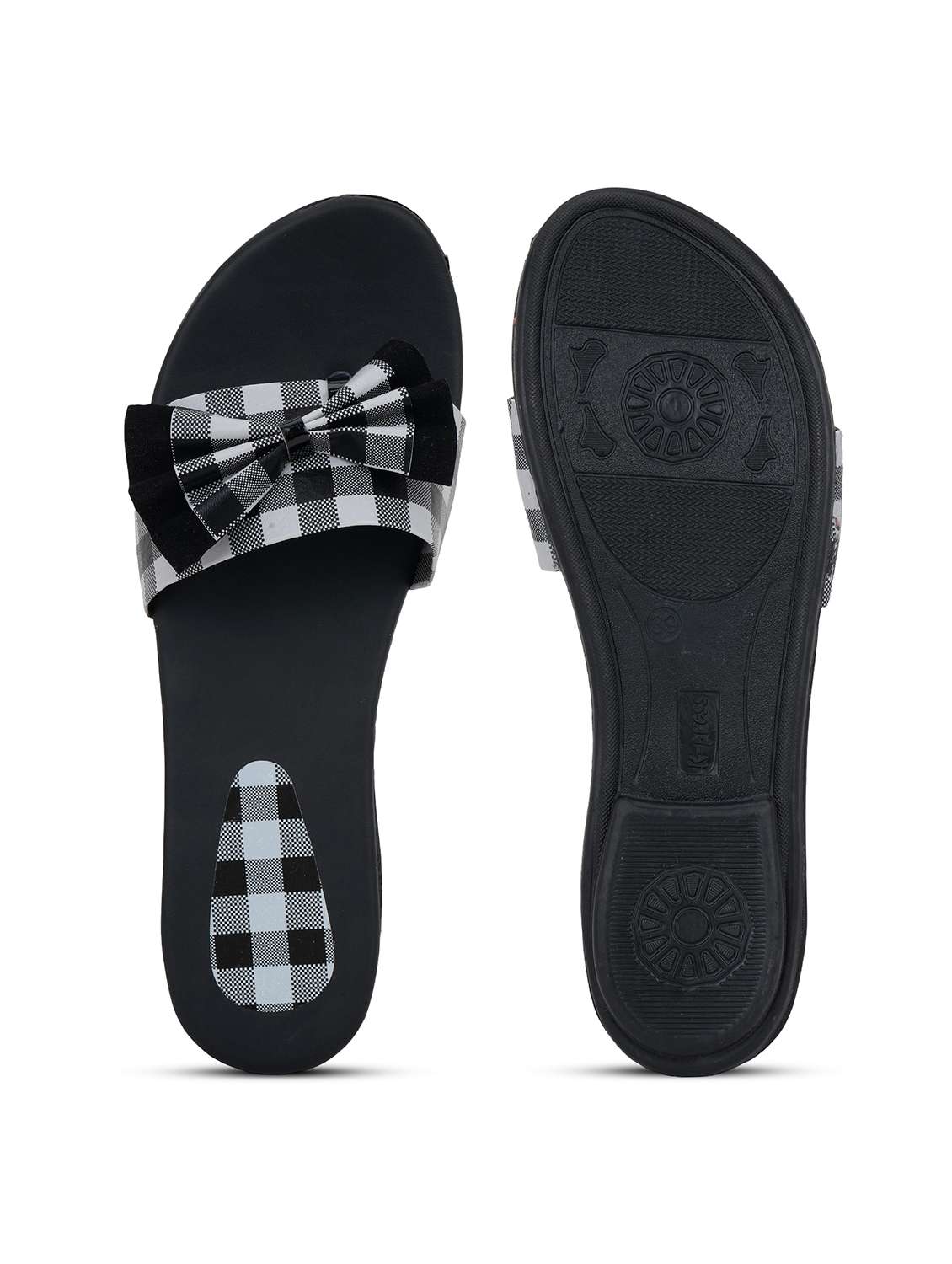 women checkered slip on flat sandals - 22295048 -  Standard Image - 5